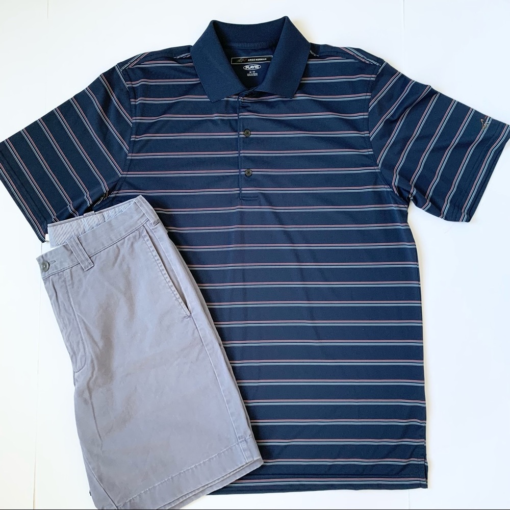 Navy Stripe Dry Fit Collar Short Sleeve Navy Shirt